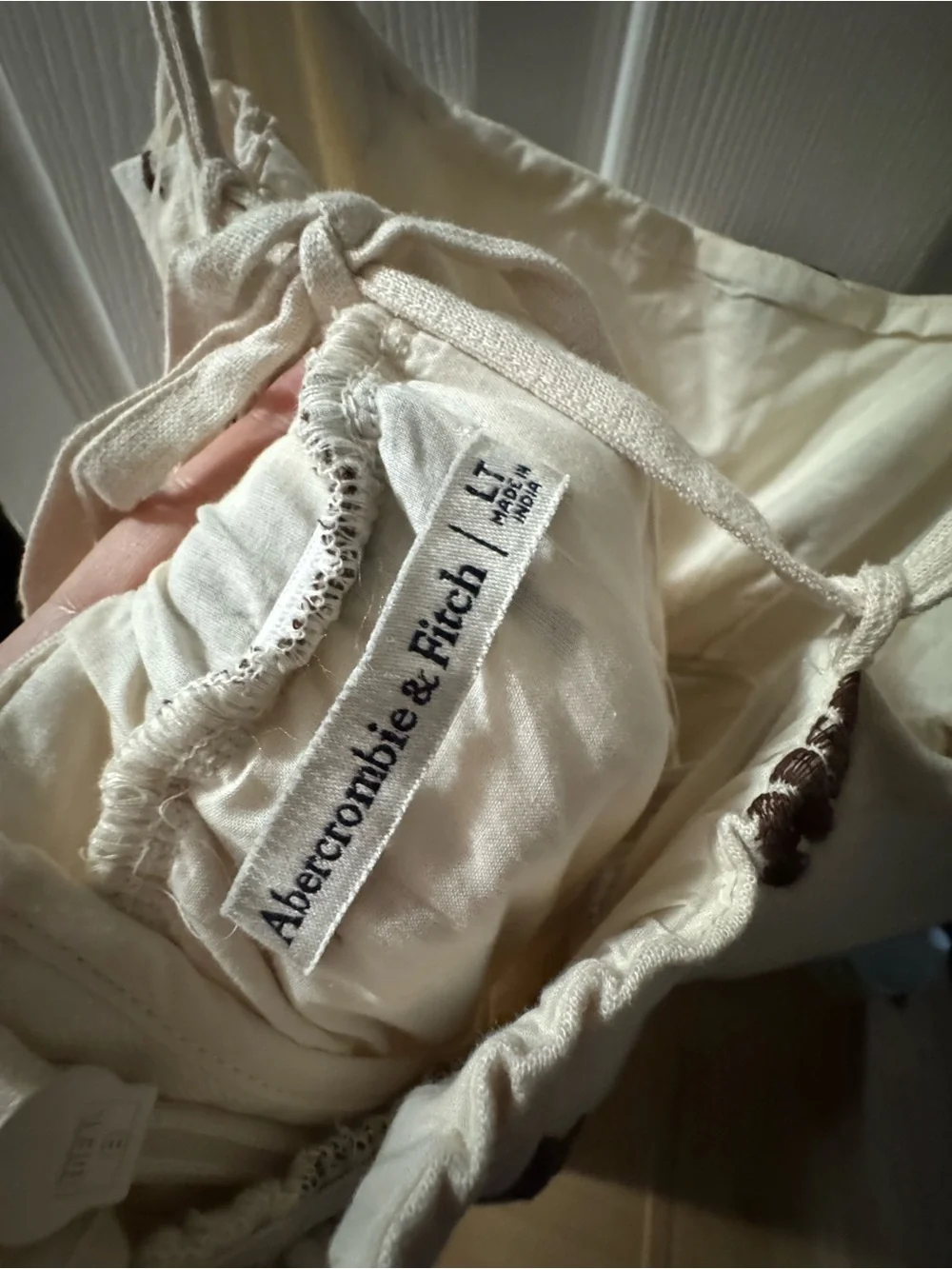 Abercrombie & Fitch Cream Maxi Dress with Brown Leaf Motif